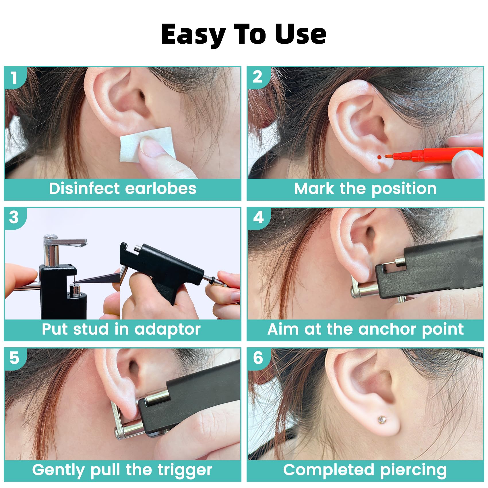Zygc gloves ensure clean, professional handling during piercing.