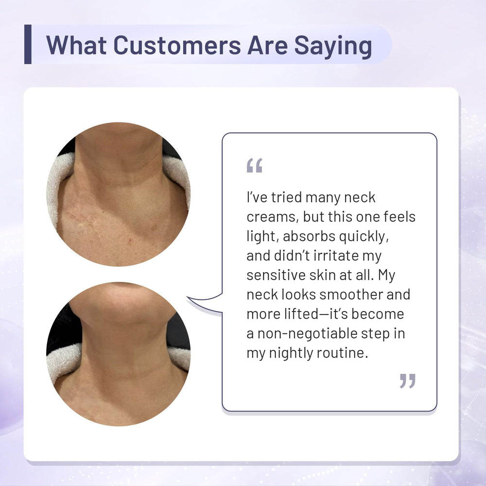 ZZILME neckline smoothing demo illustrates refined collarbone and jawline appearance.