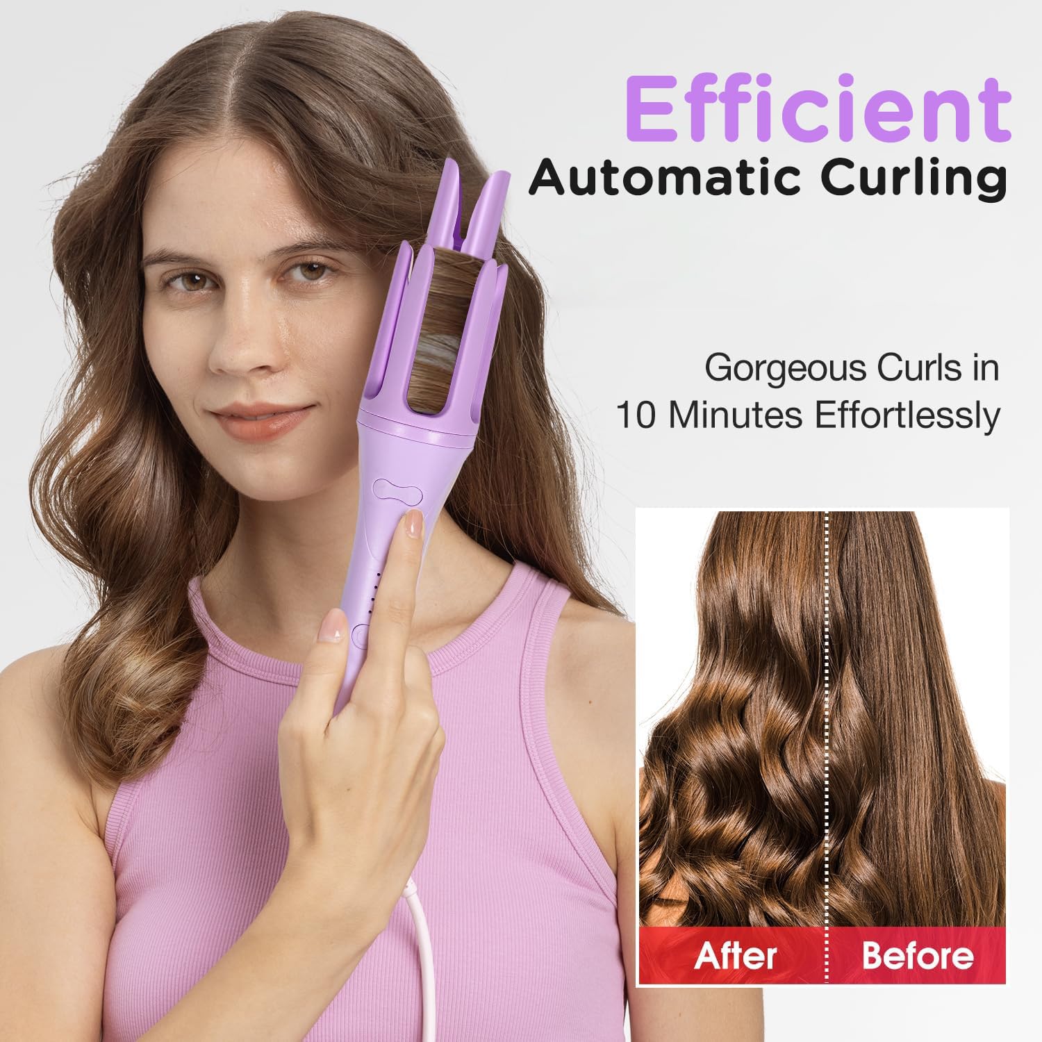 ZZR SEVEN curling iron demonstrates 2-way rotation for versatile curl styles.