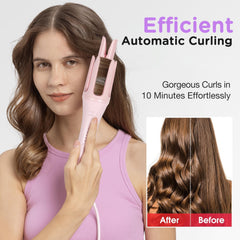 ZZR SEVEN 2-way rotation curler in pink for versatile curl directions and styles.