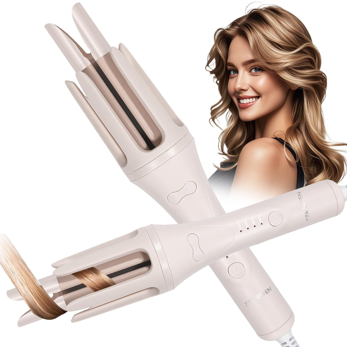 ZZR SEVEN 1.25-inch automatic curling iron for quick, effortless curls.