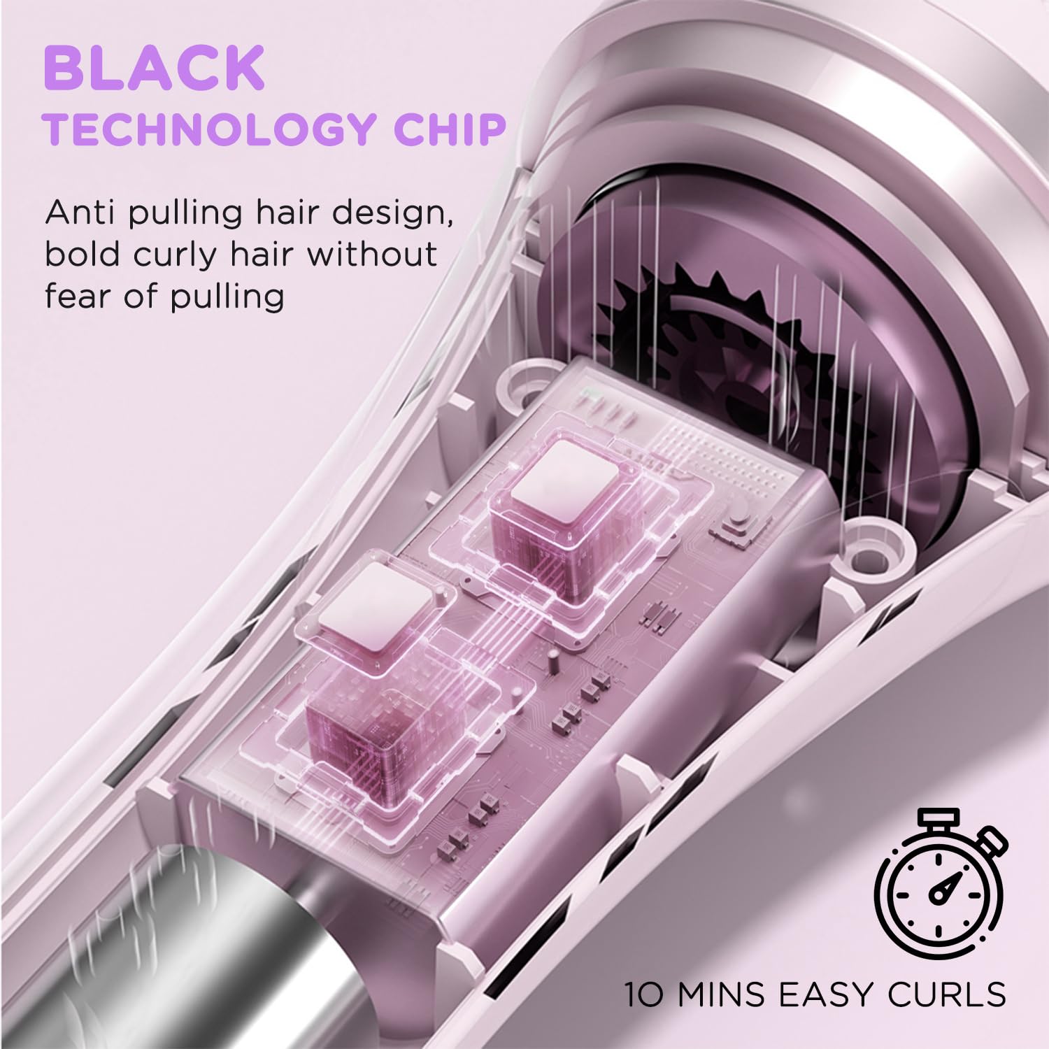Tourmaline ceramic coating smooths hair and reduces frizz.