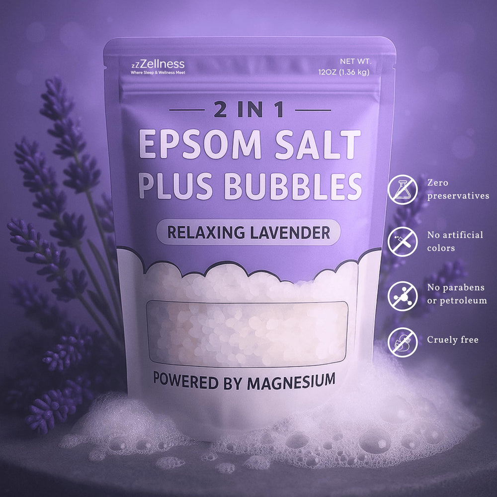 ZZZELLNESS Epsom Salt Plus Bubbles in bath shows spa-like bubbles for soothing evenings